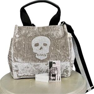 Quilted Koala Mini Luxe Velvet Bag with Glitter Skull and Crossbody Strap